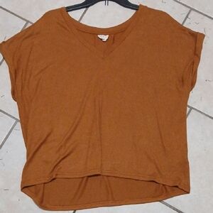 MOD REF Womens Size M Rust Brown Vneck Pullover Knit Top